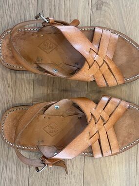 Alex Crane Primo Sandals — Tan Leather — Size 10 — Handmade in Oaxaca — Like New